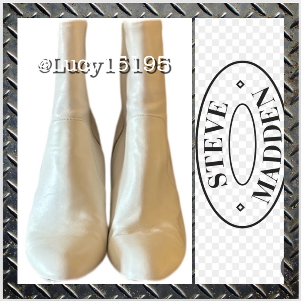 ❤️Steve Madden White Leather Editor Ankle Boots